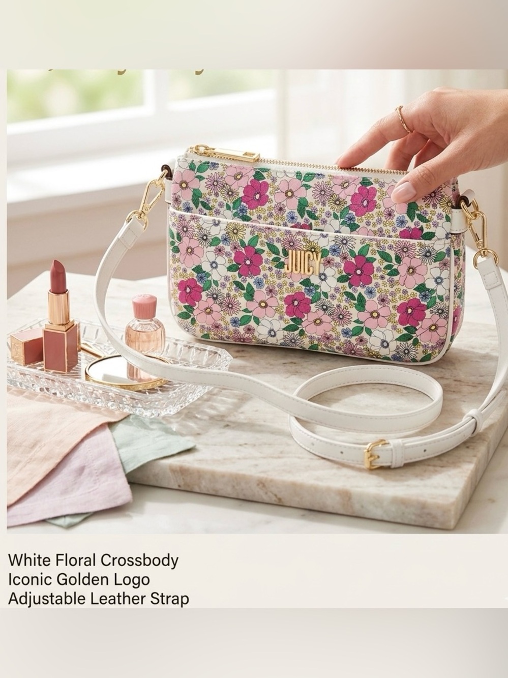 Juicy Couture Floral Leather Shoulder Bag